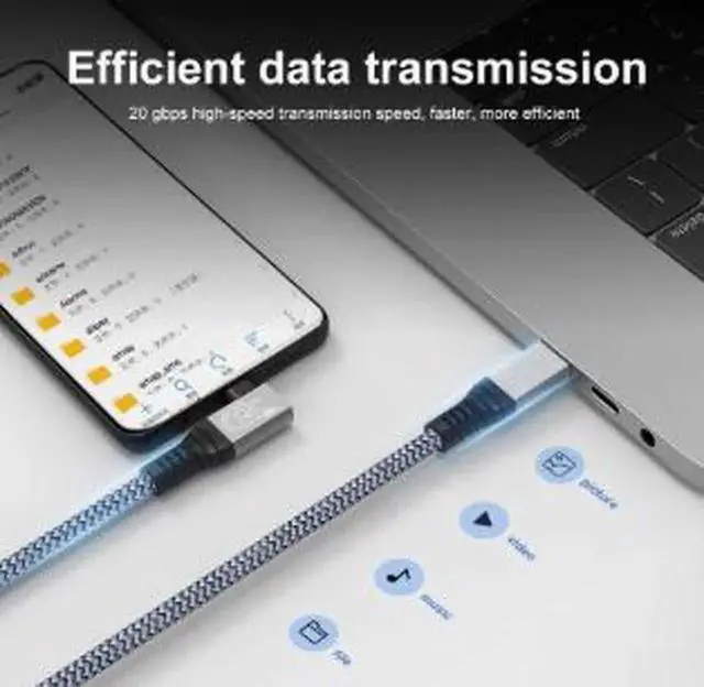 Alt view image 4 of 4 - AJMRTC 0.3M USB 3.2 TypeC to TypeC Braided Cable, 20Gbps High Speed Data Transfer Cord, 240W PD Fast Charging Cable with Zinc Alloy Housing for External SSD, Laptop, Phone and USBC Devices