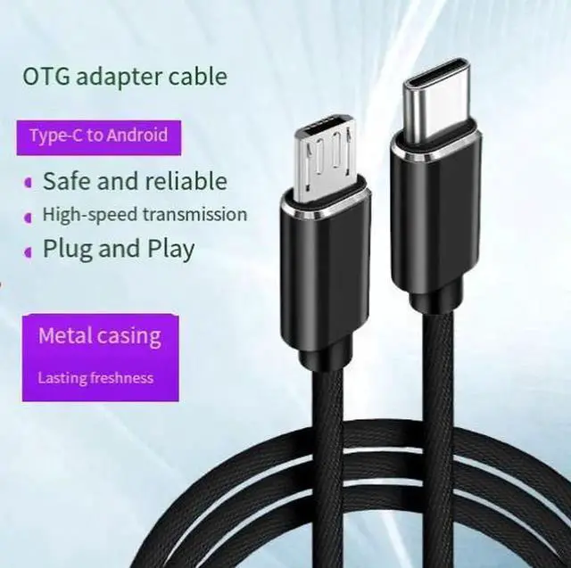 Alt view image 2 of 3 - AJMRTC USBC to Micro USB 2.0 Braided Cable, TypeC Male to MicroB OTG 2.1A Fast Charging & Data Sync Cord for Old Android Smartphones and MicroB Devices