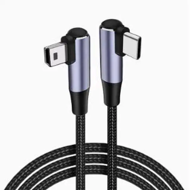 Alt view image 3 of 3 - AJMRTC Dual Right Angle USBC to Mini USB Cable, 90 Degree USBC Male to MiniB Male Braided Data Cord for Cameras, Laptops and MiniB Portable Electronic Devices