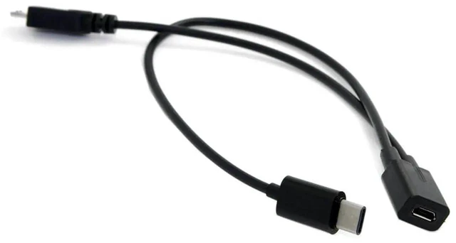 Alt view image 6 of 7 - AJMRTC USBC to Micro USB Adapter Cable, 2Port Splitter Extension Cord, 28 AWG Wire Gauge, USB 3.1 Micro USB Male to Micro USB Female Black Cable for Charging and Data Sync MicroB Devices