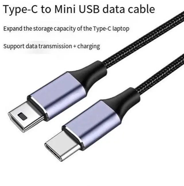 Alt view image 3 of 3 - AJMRTC 1M USBC to MiniUSB Cable, USBC Male to MiniB Charging & Data Sync Cord for MP3 MP4 Player, Drawing Tablet, Keyboard and MiniB Portable Devices