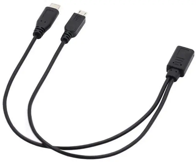 Alt view image 4 of 7 - AJMRTC USBC Female Splitter Extension Cable, USBC Female Input to USBC Male & MicroUSB Male Dual Output, USB 3.1 Charging & Data Sync, 32AWG Copper Core YCable for TypeC and MicroB Portable Dev