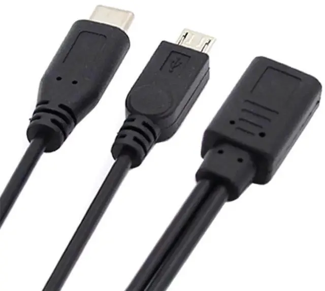 Alt view image 4 of 7 - AJMRTC USBC Female YSplitter Extension Cable, USBC Female Input to USBC Male & MicroUSB Male Dual Output, USB 3.1 Charging & Data Sync Cord for TypeC and MicroB Android Portable Devices