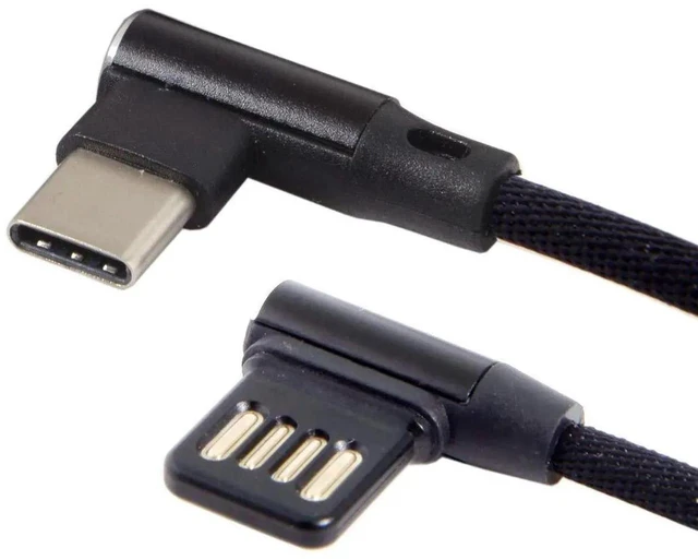 Main image of AJMRTC 15cm Short USBC 3.1 to Left Right Angled 90 Degree USB 2.0 Data Cable with Protective Sleeve, LShape Elbow Cord for Smartphone, Tablet, USBC Enabled Devices