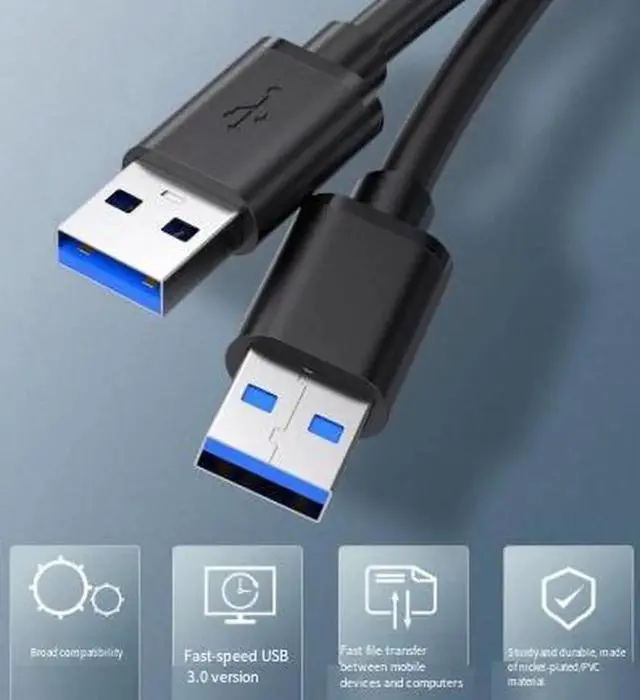 Alt view image 2 of 3 - AJMRTC 3M USB 3.0 Male to Male Cable, Dual USBA HighSpeed Data Transfer Cord for External Hard Drive Enclosure, Desktop PC, Laptop, USB 3.0 Compatible Electronic Devices