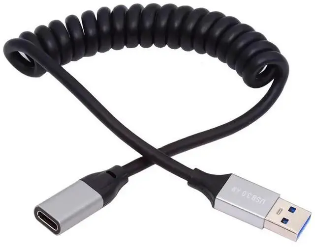 Main image of AJMRTC 100cm Stretch Coiled USB 3.0 Extension Cable, TypeA Male to USBC Female Cord, 5Gbps HighSpeed Data Transfer for Hard Disk, Smartphone, Camera and USBC Enabled Devices