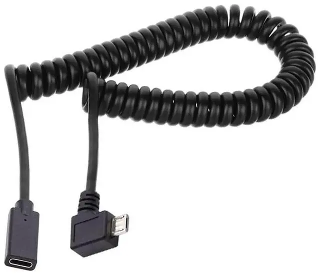 Main image of AJMRTC Stretch Coiled USBC Extension Cable, Micro USB Male to TypeC Female Spring Cord, Power & Data Transfer for Gaming Keyboard, Mouse and Other Compatible Peripheral Devices
