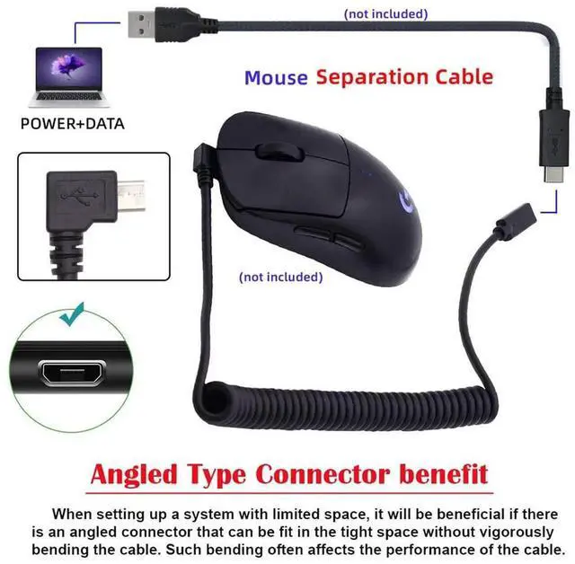 Alt view image 2 of 7 - AJMRTC Stretch Coiled USBC Extension Cable, Micro USB Male to TypeC Female Spring Cord, Power & Data Transfer for Gaming Keyboard, Mouse and Other Compatible Peripheral Devices