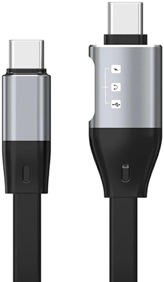 Main image of AJMRTC Flat Slim FPC USBC Male to Male Cable, USB 3.1 10Gbps HighSpeed Data Cord with PD OTG Audio Female Port for Laptops, Smartphones and Other USBC Compatible Electronic Devices