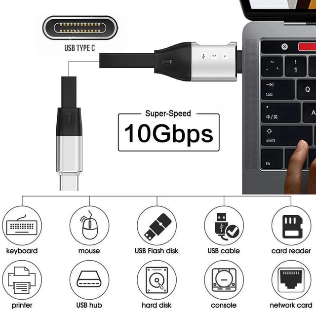 Alt view image 7 of 7 - AJMRTC Flat Slim FPC USBC Male to Male Cable, USB 3.1 10Gbps HighSpeed Data Cord with PD OTG Audio Female Port for Laptops, Smartphones and Other USBC Compatible Electronic Devices
