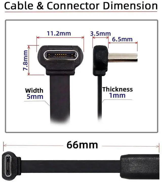 Alt view image 5 of 7 - AJMRTC Ultra Slim Flat 90 Degree UpDown Angled USBC Extension Cable, TypeC Male to Female, USB2.0 65W Fast Charging & Data Sync Cord for Laptops, Tablets, Smartphones and USBC Enabled Devices