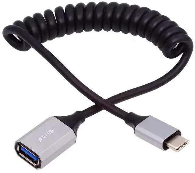 Main image of AJMRTC 100cm Stretch Coiled OTG Extension Cable, USBC Host to USB3.0A Female Cord, 5Gbps HighSpeed Data Transfer for External Disk, Smartphone, Digital Camera and USBA Peripheral Devices