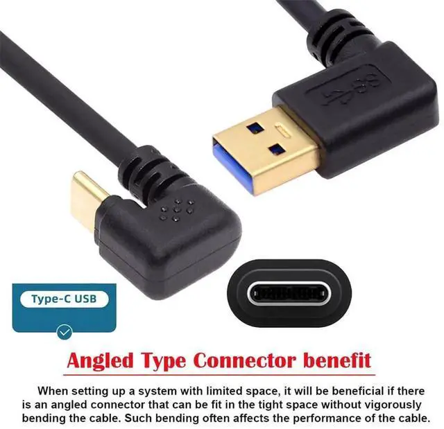 Alt view image 7 of 7 - AJMRTC USB3.0 Male to Male Cable, RightAngled TypeA & Opposite UShape BackAngled USBC Connector, 5Gbps HighSpeed Data & Power Charging Cord for Phone, Tablet, USBC Compatible Devices