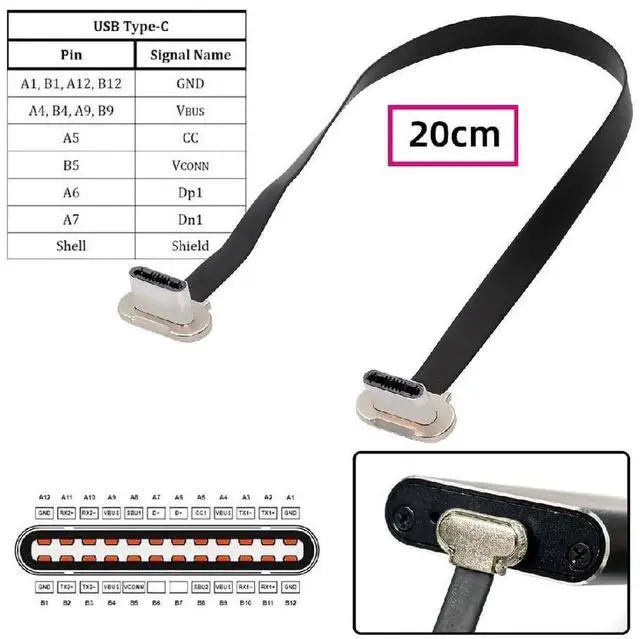 Alt view image 6 of 7 - AJMRTC 20CM(7.87 Inch) Short Flat USBC Extension Cable, USB2.0 Dual 90Degree Angled, 65W PD Fast Charging & 480Mbps Data Sync Cord for Power Banks, Smartphones and USBC Enabled Devices