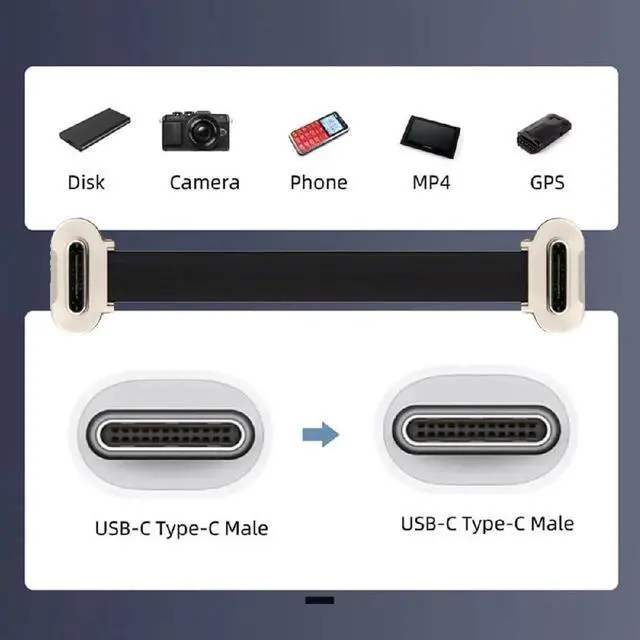 Alt view image 3 of 7 - AJMRTC 20CM(7.87 Inch) Short Flat USBC Extension Cable, USB2.0 Dual 90Degree Angled, 65W PD Fast Charging & 480Mbps Data Sync Cord for Power Banks, Smartphones and USBC Enabled Devices