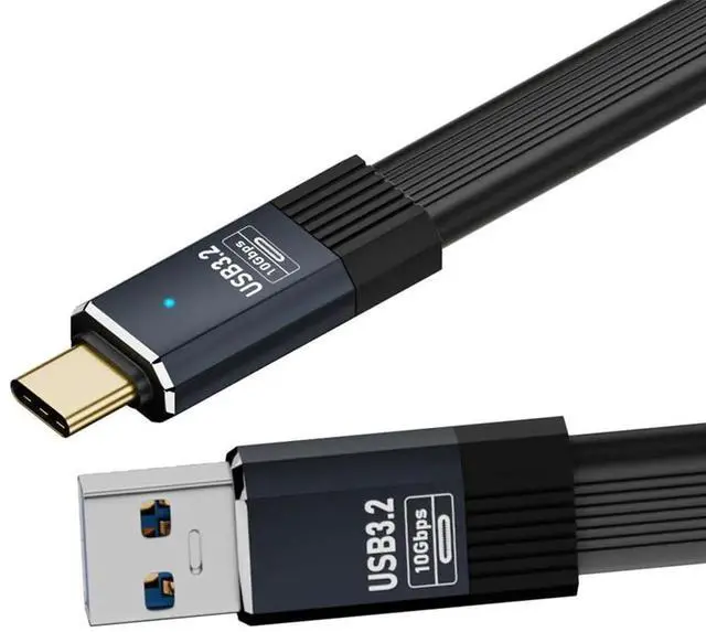 Main image of AJMRTC 20cm Flat Slim FPC USBC Cable, USB3.1 Gen2 TypeA Male to TypeC Male Cord, 10Gbps HighSpeed Data & 5V3A Power Charging for Laptops, Smartphones, External Disks and USBC Enabled Devices