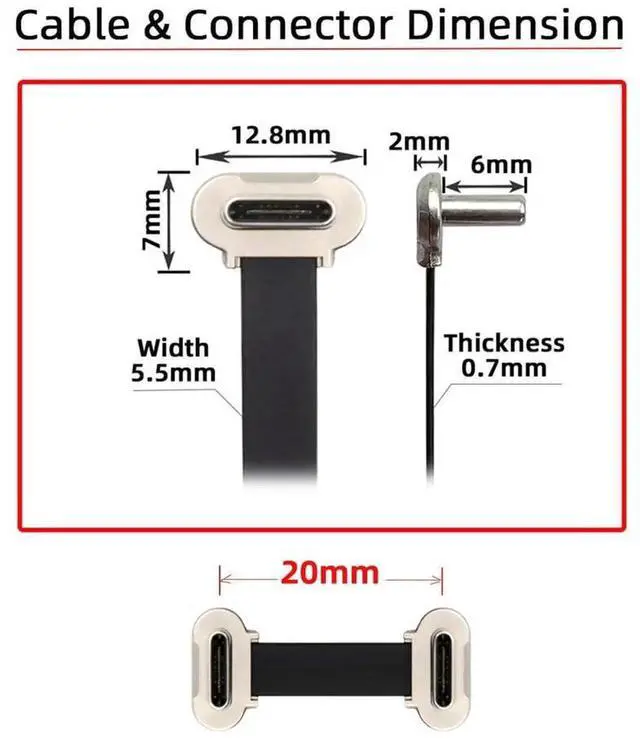 Alt view image 6 of 7 - AJMRTC 2cm Ultra Slim Flat USBC Extension Cable, DualAngled TypeC Male to Male, USB2.0 65W PD Fast Charging & 480Mbps Data Sync Short Cord for Laptops, Tablets, Smartphones and USBC Compatible Dev