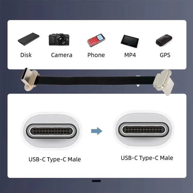 Alt view image 2 of 7 - AJMRTC Ultra Slim Flat Angled USBC to USBC Cable, USB2.0 65W PD Fast Charging & 480Mbps Data Sync Cord for Laptops, Tablets, Smartphones and USBC Enabled Electronic Devices