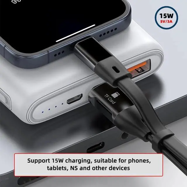 Alt view image 2 of 7 - AJMRTC Flat Slim FPC USBC Male to Male Cable, USB 3.1 10Gbps HighSpeed Data Cord with Builtin TF MicroSD Card Reader for Laptops, Smartphones and Other USBC Compatible Electronic Devices