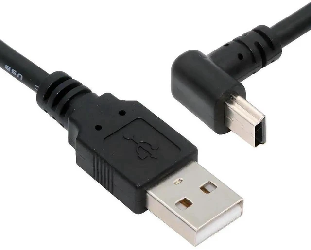 Main image of AJMRTC 1.5M 90 Degree UpAngled Mini USB Cable, USB 2.0 Male to Mini USB 5Pin Male Black Charging & Data Transfer Extension Cord for Dash Cam, GPS Navigator, Microphone and MiniUSB Enabled Devices