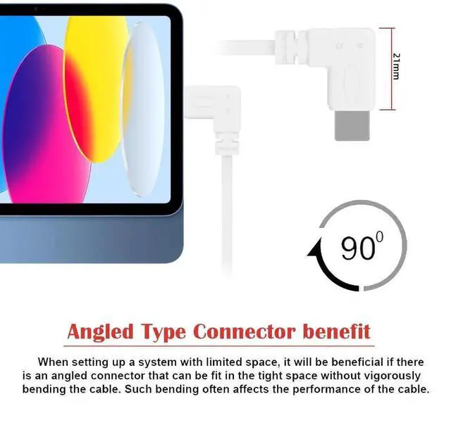 Alt view image 6 of 7 - AJMRTC White 90 Degree LeftRight Angled USBC Male to Female Extension Cable, USB 2.0 65W Fast Charging Power Cord, TypeC Extension Adapter Cable for Laptops, Tablets, Smartphones, USBC Peripherals