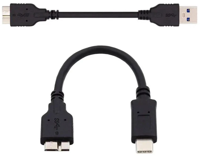Main image of AJMRTC 2Pcs Set 15cm USB 3.1 Short Cable, USBC to Micro 3.0 & USB 3.0 TypeA to Micro 3.0 B Male Data Cord, HighSpeed SSD Hard Drive Disk Transfer Cable for External SSD, Hard Disk Drives