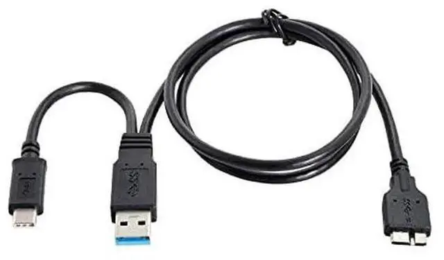 Alt view image 7 of 7 - AJMRTC Combo USB 3.1 Cable, USBC & USB3.0 TypeA Dual Host Male to Micro USB 3.0 Target Male Data Cord, DualPlug Design Hard Drive Disk Transfer Cable for External SSD, Portable Hard Disk Drives