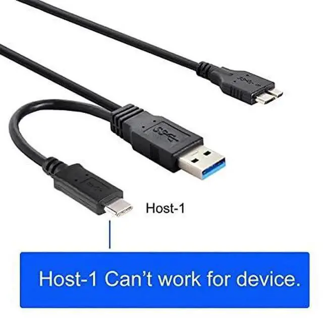 Alt view image 3 of 7 - AJMRTC Combo USB 3.1 Cable, USBC & USB3.0 TypeA Dual Host Male to Micro USB 3.0 Target Male Data Cord, DualPlug Design Hard Drive Disk Transfer Cable for External SSD, Portable Hard Disk Drives