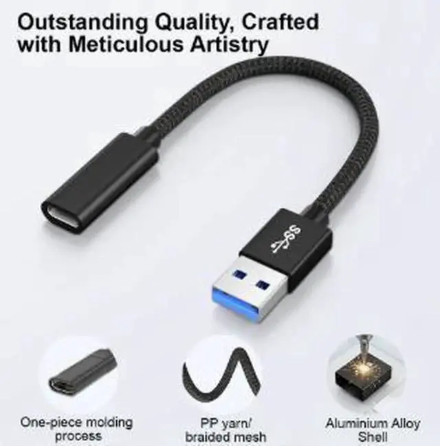 Alt view image 4 of 4 - AJMRTC Braided USB 3.1 TypeA Male to USBC Female Extension Cable, 10Gbps HighSpeed Data Transfer, 3A Fast Charging USBA to TypeC Female Adapter Cord for Laptops, Tablets, Smartphones, USBC Perip