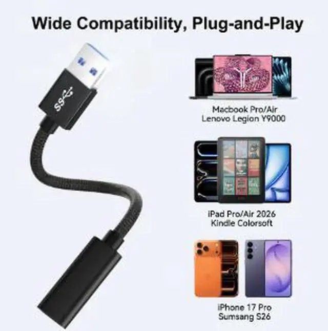 Alt view image 2 of 4 - AJMRTC Braided USB 3.1 TypeA Male to USBC Female Extension Cable, 10Gbps HighSpeed Data Transfer, 3A Fast Charging USBA to TypeC Female Adapter Cord for Laptops, Tablets, Smartphones, USBC Perip