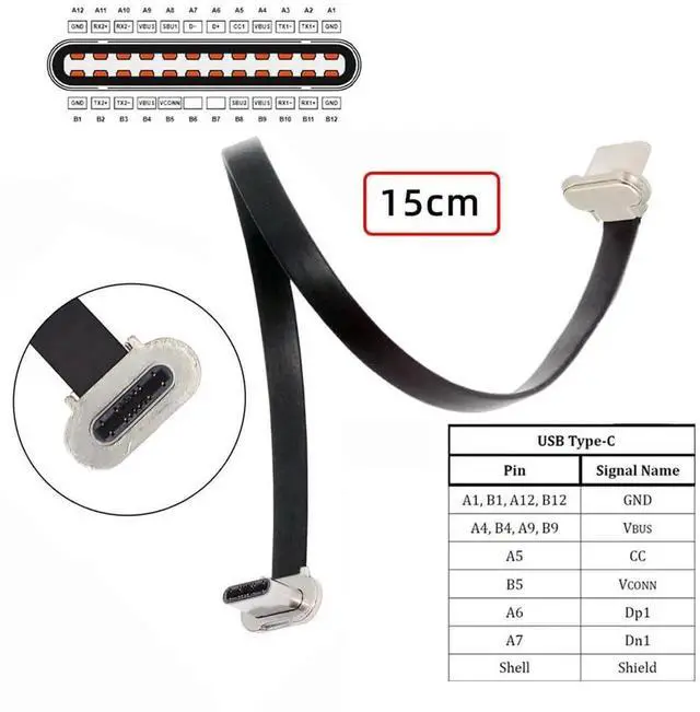 Alt view image 4 of 7 - AJMRTC 15cm Angled Ultra Slim Flat USBC to USBC Cable, USB 2.0 480Mbps Data Sync FPC Cord, 65W PD Fast Charging Flat Ribbon Cable for Laptops, Tablets, Smartphones and NarrowSpace Installations