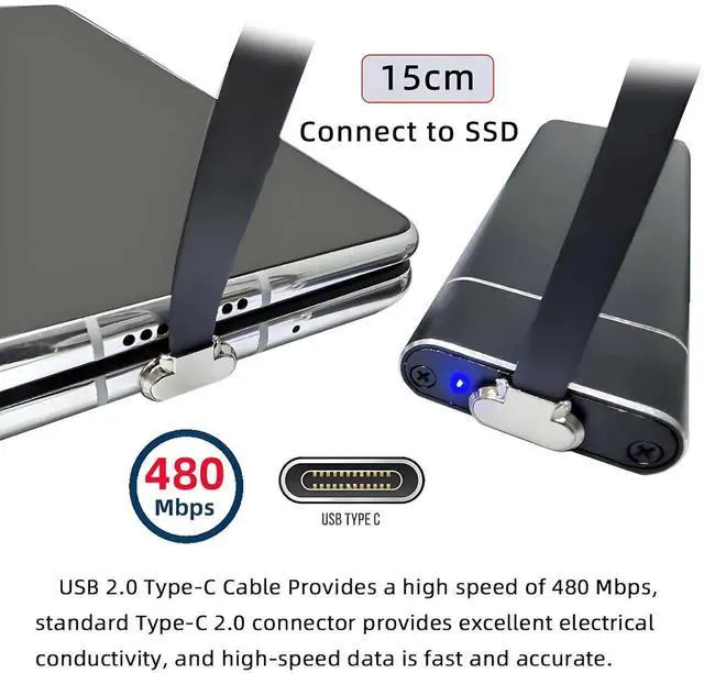 Alt view image 4 of 7 - AJMRTC Ultra Slim Flat Angled USBC to USBC Cable, USB 2.0 480Mbps Data Sync Cord, 65W PD Fast Charging Flat Ribbon Cable for USBC Laptops, Tablets, Smartphones and NarrowSpace Port Applications