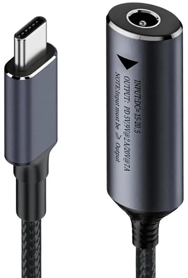 Main image of AJMRTC DC Jack 5.5×2.5mm Input to USBC Power Charging Cable, 140W PD Power Cord, Supports 5V 9V 20V Output Voltage, Convert DC Barrel Power to USBC for Laptops, Smartphones and USBC PD Devices