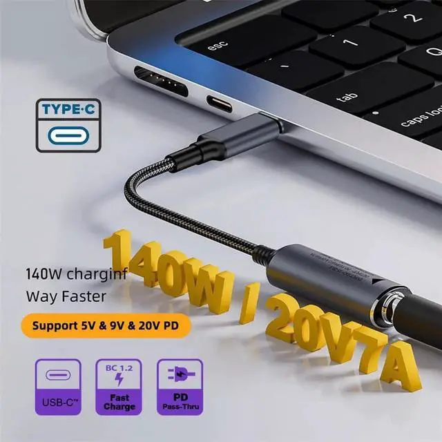 Alt view image 6 of 7 - AJMRTC DC Jack 5.5×2.5mm Input to USBC Power Charging Cable, 140W PD Power Cord, Supports 5V 9V 20V Output Voltage, Convert DC Barrel Power to USBC for Laptops, Smartphones and USBC PD Devices