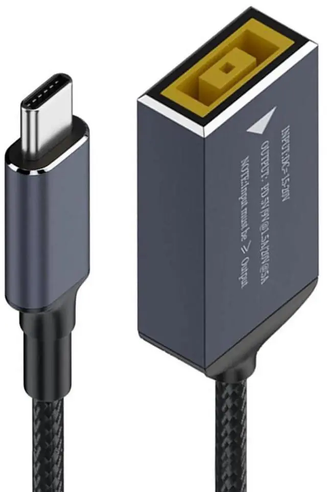 Main image of AJMRTC ThinkPad Rectangle SlimTip Jack Input to USBC Power Charging Cable, 100W PD Power Cord, Supports 5V 9V 20V Output Voltage, Convert ThinkPad Square Power Port to USBC for Laptops, Smartphones