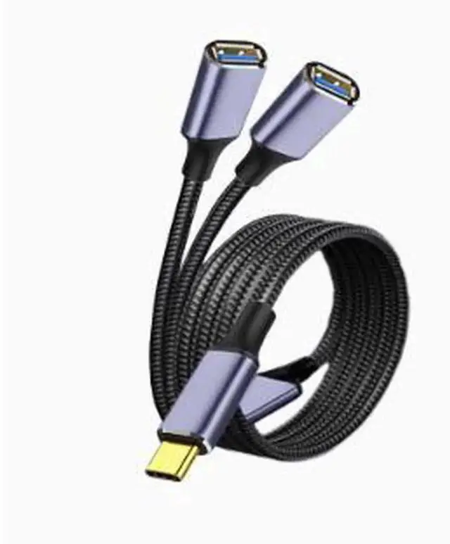 Main image of AJMRTC 1.2M 2in1 USBC Splitter Extension Cable, USB 2.0 TypeC Male to Dual USBC Female MultiFunction Adapter Cord, Support Charging & Data Transfer for Laptops, Smartphones, Tablets and USBC