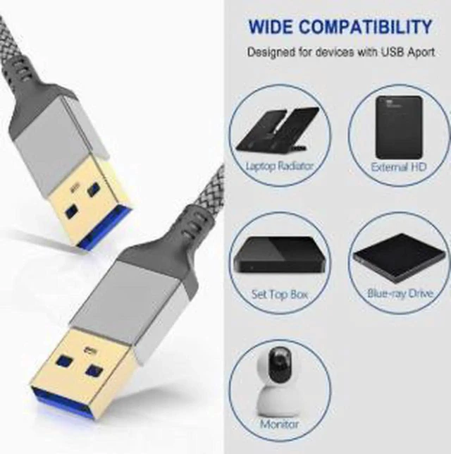 Alt view image 4 of 4 - AJMRTC 2M USB 3.0 TypeA Male to Male Cable, 5Gbps HighSpeed USB A to A Data Transfer Cord for External Hard Drive Enclosures, Laptop Cooling Pads, USB Hubs, Desktops, PCs and Other USBA Peripherals