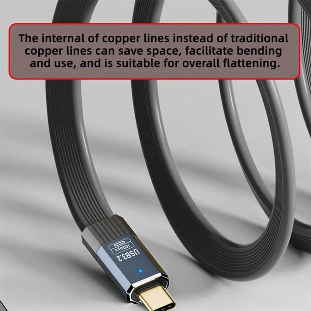 Alt view image 3 of 7 - AJMRTC Flat FPC USB 3.1 Cable TypeA Male to TypeC Male 10Gbps High Speed Slim Thin 5V 3A Power Data Sync Cord 50CM for Laptop Phone External Hard Drive Disk Smartphone