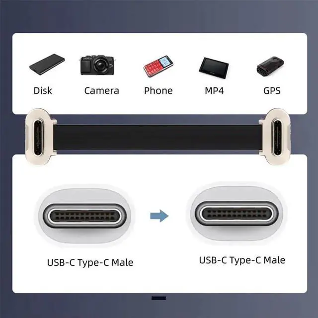 Alt view image 2 of 7 - AJMRTC Dual Angled Ultra Slim Flat USBC to USBC Cable, USB2.0 480Mbps Data 65W PD Fast Charge Cord 70MM Short Flat Cable for Laptop Tablet Smartphone USBC Peripherals