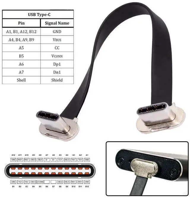 Alt view image 4 of 7 - AJMRTC Dual Angled Ultra Slim Flat USBC to USBC Cable, USB2.0 480Mbps Data 65W PD Fast Charge Cord 70MM Short Flat Cable for Laptop Tablet Smartphone USBC Peripherals