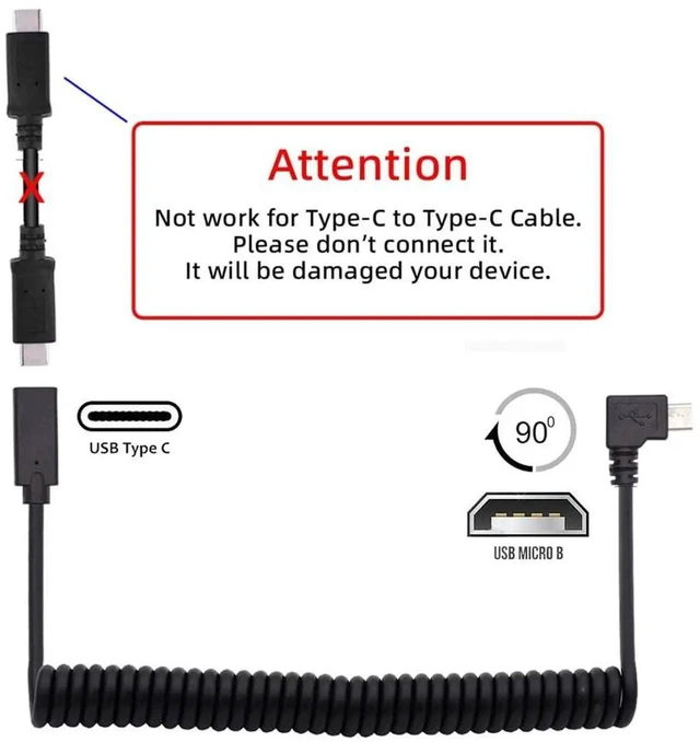 Alt view image 3 of 7 - AJMRTC Stretch Coiled Micro USB Male to USBC Female Extension Cable, Power & Data Transfer Spring Cord for Gaming Keyboard Mouse, Convert Micro USB Port to TypeC Interface for Peripherals