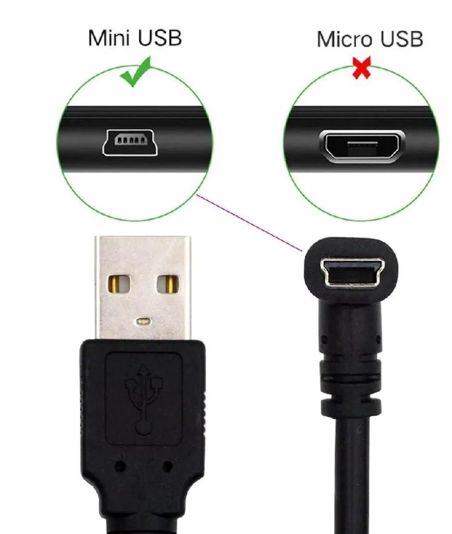 Alt view image 4 of 7 - AJMRTC 90 Degree Down Angled Mini USB Cable 1.5M Black, USB2.0 Male to Mini USB 5Pin Male Charging & Data Sync Extension Cord for Dash Cam GPS Navigator Microphone Old Digital Cameras