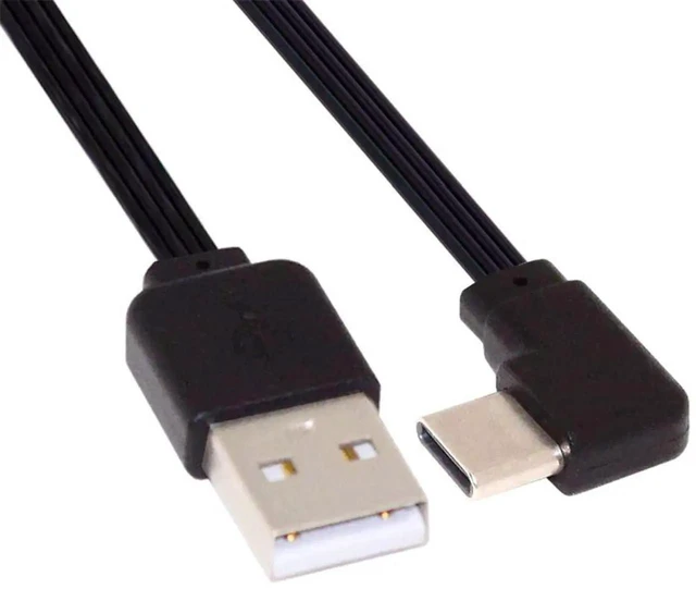 Main image of AJMRTC 13cm USB2.0 Flat Slim FPC Cable, 90Degree LeftRight Angled USBA Male to USBC Male Power & Data Cord for FPV Drone External Hard Disk Smartphone Gimbal Compact Space Installation