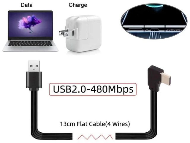 Alt view image 4 of 7 - AJMRTC 13cm USB2.0 Flat Slim FPC Cable, 90Degree LeftRight Angled USBA Male to USBC Male Power & Data Cord for FPV Drone External Hard Disk Smartphone Gimbal Compact Space Installation