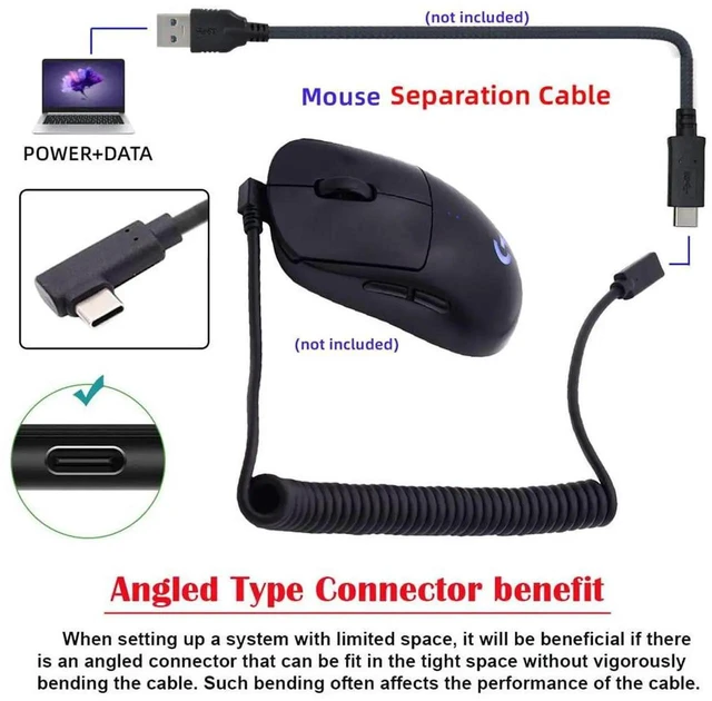 Alt view image 7 of 7 - AJMRTC Stretch Coiled USBC Male to Female Extension Cable, Retractable Spring Power & Data Cord for USBC Gaming Keyboard Mouse, USB2.0 480Mbps for Desktop Gaming Setup Peripheral Extension