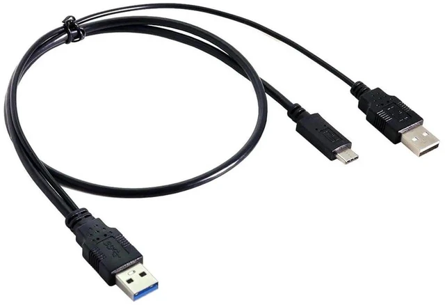 Alt view image 6 of 7 - AJMRTC YCable USBC Male to USB3.0A Male & USB2.0A Male Dual Power Data Cord, Auxiliary Extra Power Supply Cable for 2.5Inch External Hard Disk Drives, Laptops Desktop USBA Host Peripherals