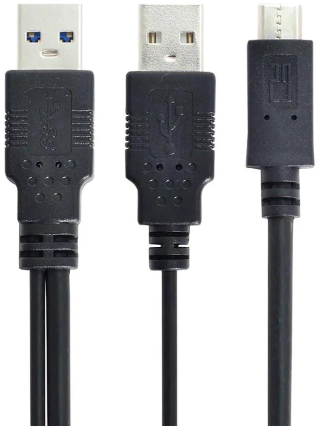 Alt view image 3 of 7 - AJMRTC YCable USBC Male to USB3.0A Male & USB2.0A Male Dual Power Data Cord, Auxiliary Extra Power Supply Cable for 2.5Inch External Hard Disk Drives, Laptops Desktop USBA Host Peripherals