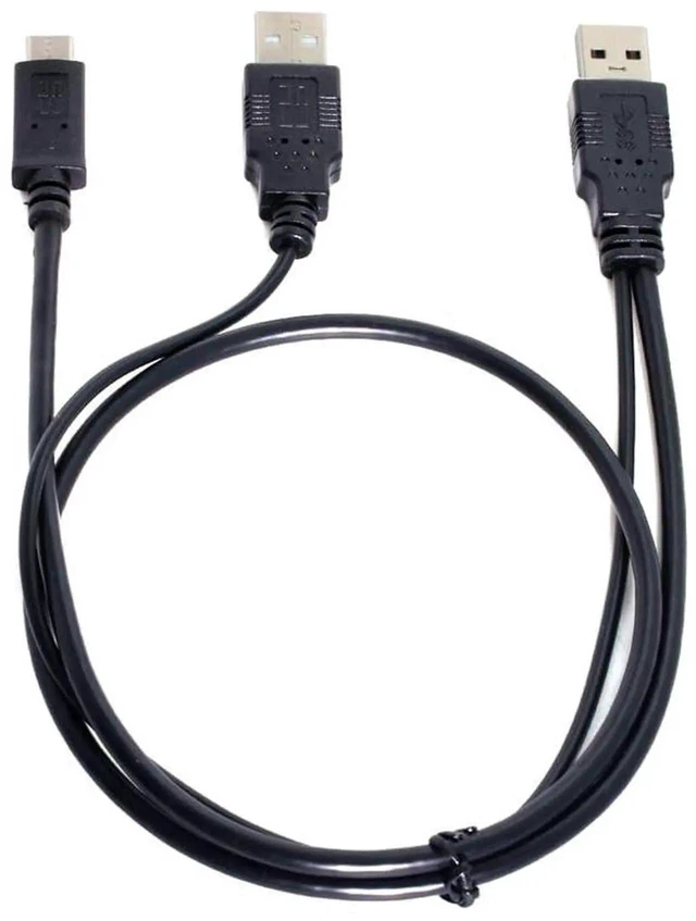 Alt view image 5 of 7 - AJMRTC YCable USBC Male to USB3.0A Male & USB2.0A Male Dual Power Data Cord, Auxiliary Extra Power Supply Cable for 2.5Inch External Hard Disk Drives, Laptops Desktop USBA Host Peripherals