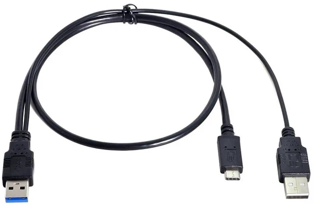 Alt view image 2 of 7 - AJMRTC YCable USBC Male to USB3.0A Male & USB2.0A Male Dual Power Data Cord, Auxiliary Extra Power Supply Cable for 2.5Inch External Hard Disk Drives, Laptops Desktop USBA Host Peripherals