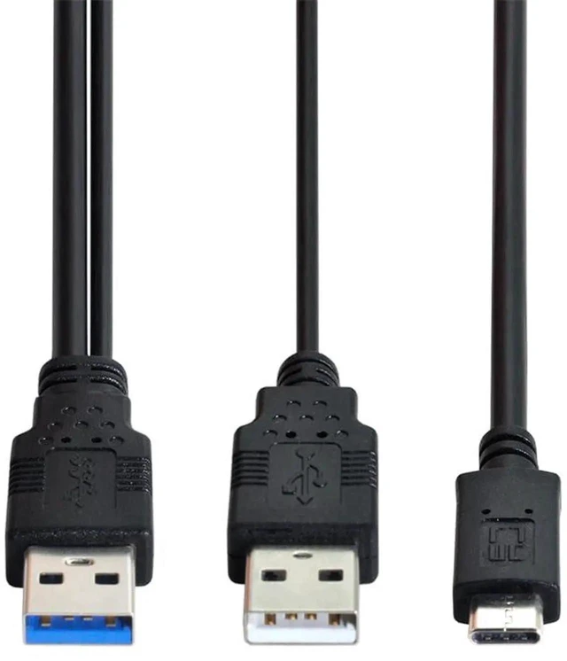 Alt view image 7 of 7 - AJMRTC YCable USBC Male to USB3.0A Male & USB2.0A Male Dual Power Data Cord, Auxiliary Extra Power Supply Cable for 2.5Inch External Hard Disk Drives, Laptops Desktop USBA Host Peripherals